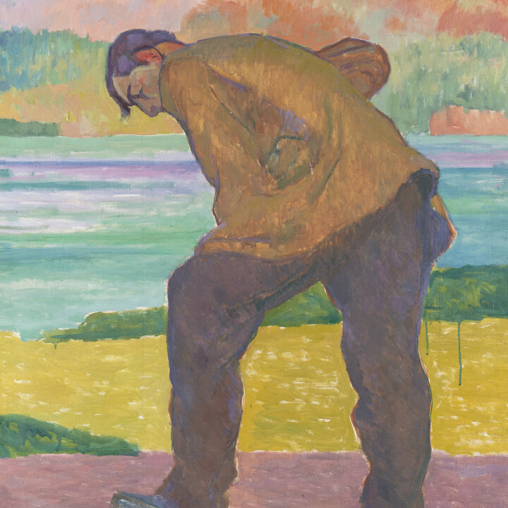 Giovanni Giacometti, Paysan bêchant (étude pour la peinture murale du crématoire de Coire), 1929. Huile sur toile, 120 x 80 cm. Coire, Bündner Kunstmuseum, donation Simon Sprecher