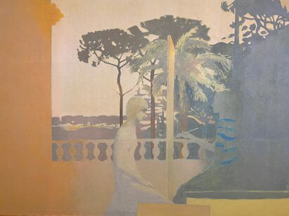Raymond L’Epée (1942-2022), Le peintre et son modèle, 1985. Huile sur toile 200 x 300 cm (détail). ©MahN - photo: Maciej Czepiel