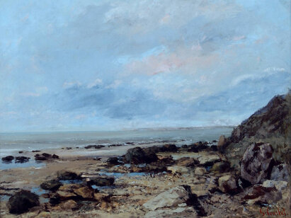 [Translate to Deutsch:] Gustave COURBET (1819-1877), Bord de mer avec rochers, 1866 (?). Huile sur toile, 54 x 65 cm. ©MahN - AP 1637