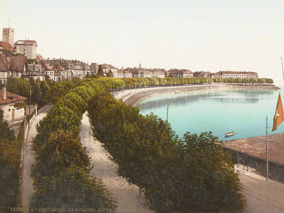 Photoglob Zürich, Baie de l'Évole à Neuchâtel, vers 1900, photographie. H 2002-20