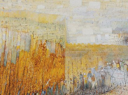 Irving Petlin, Ensor à Jérusalem, 1989. Huile sur toite, 157 x 246 cm. ©MahN - photo: Maciej Czepiel