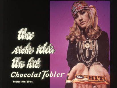 Reag-Dia Reklame AG, Chocolat Tobler - Une riche idée - Un hit, vers 1975, diapositive sur verre. ST 5262.30
