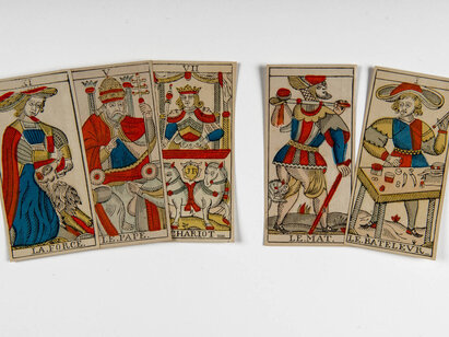 Jeu de cartes, Joseph Henri Rochas, Neuchâtel, vers 1850, papier imprimé, peint. H 3012