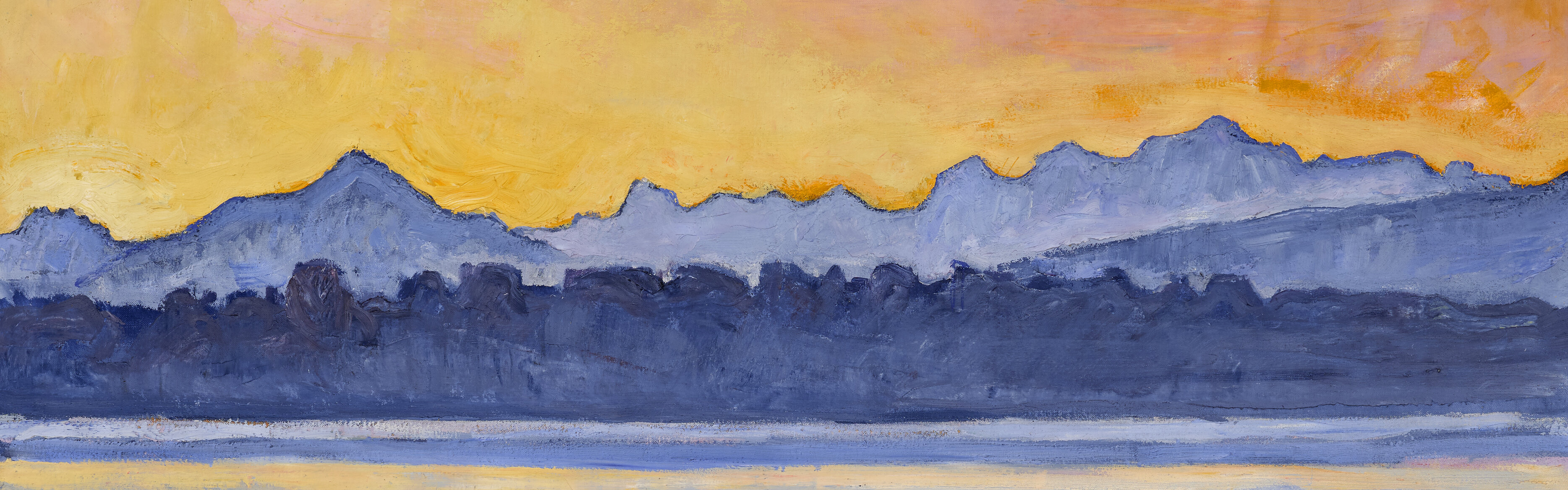 Ferdinand Hodler, Le Léman et la chaîne du Mont-Blanc à l'aube, mars, 1918. Soleure, Kunstmuseum, dépôt de la Dübi-Müller-Stiftung. ©Kunstmuseum Soleure - Photo: David Aebi, Berne