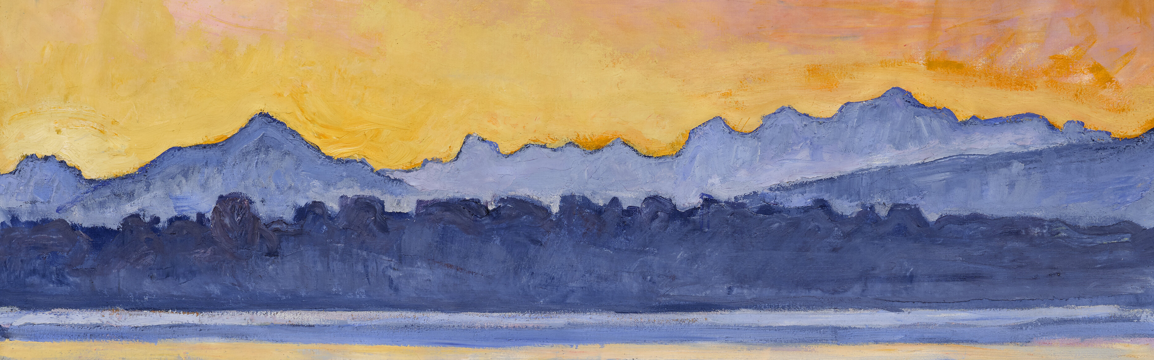 Ferdinand Hodler, Le Léman et la chaîne du Mont-Blanc à l'aube, mars, 1918. Soleure, Kunstmuseum, dépôt de la Dübi-Müller-Stiftung. ©Kunstmuseum Soleure - Photo: David Aebi, Berne