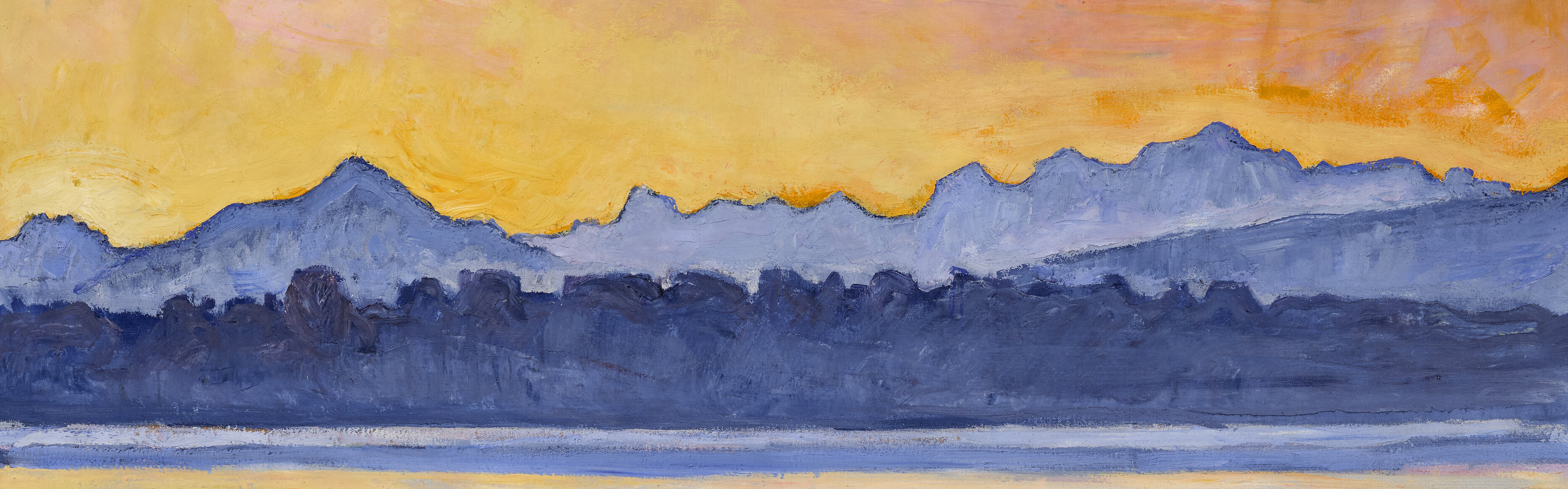 Ferdinand Hodler, Le Léman et la chaîne du Mont-Blanc à l'aube, mars, 1918. Soleure, Kunstmuseum, dépôt de la Dübi-Müller-Stiftung. ©Kunstmuseum Soleure - Photo: David Aebi, Berne
