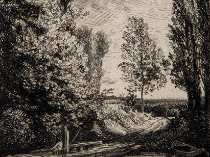 François Daubigny (1817-1878), Le bac, 1850, eau-forte. AP 15321
