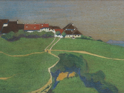 Jean-Bloé Niestlé (1884-1942), Paysage avec le village de Cormondrèche, 1903, pastel. AP 6086