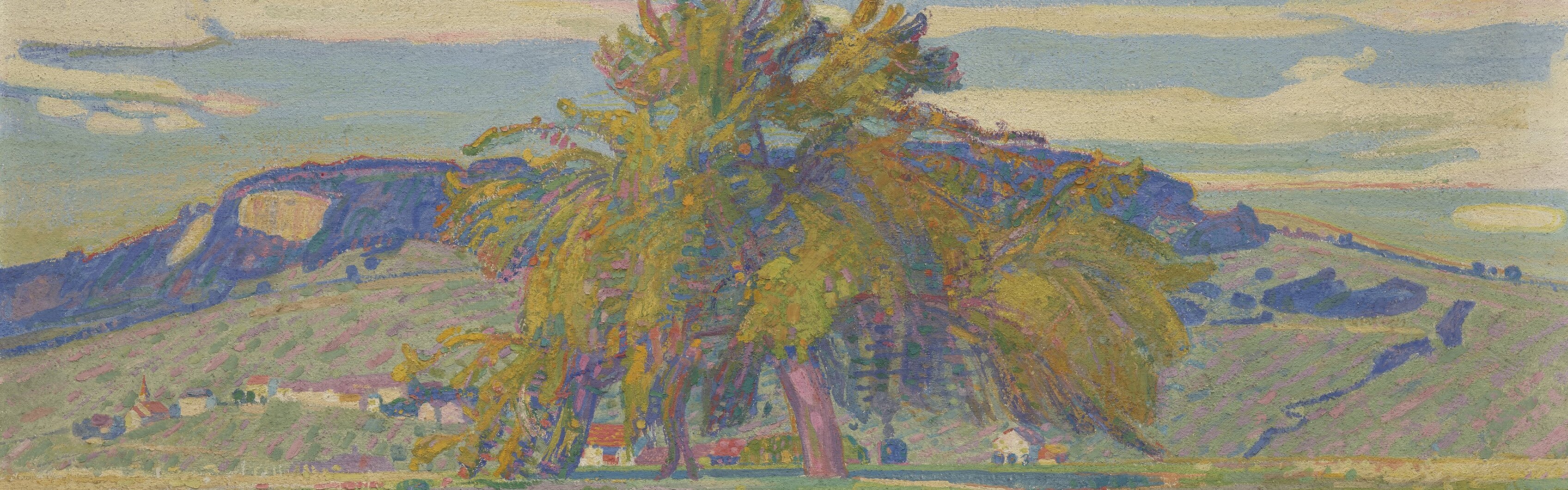 Abraham Hermanjat (Genève, 1862 - Aubonne, 1932), Paysage d'automne, vers 1908-1909. Huile sur toile, 78 x 153,5 cm. Musée cantonal des Beaux-Arts de Lausanne. Acquisition, 1933. Inv. 6. ©Musée cantonal des Beaux-Arts de Lausanne